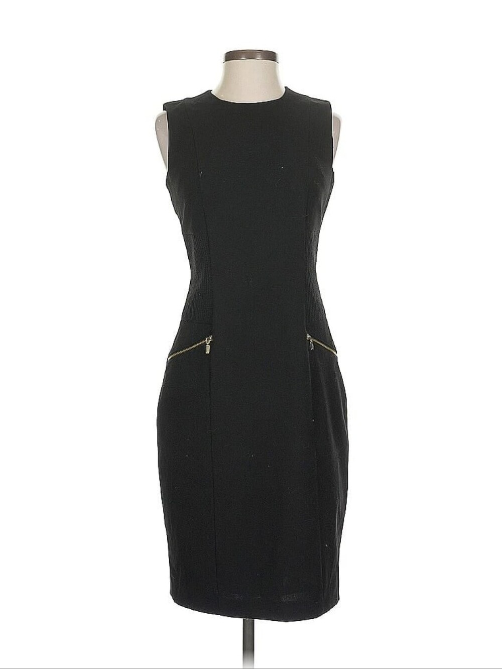 Calvin Klein Navy Sheath Dress with Zipper Detail